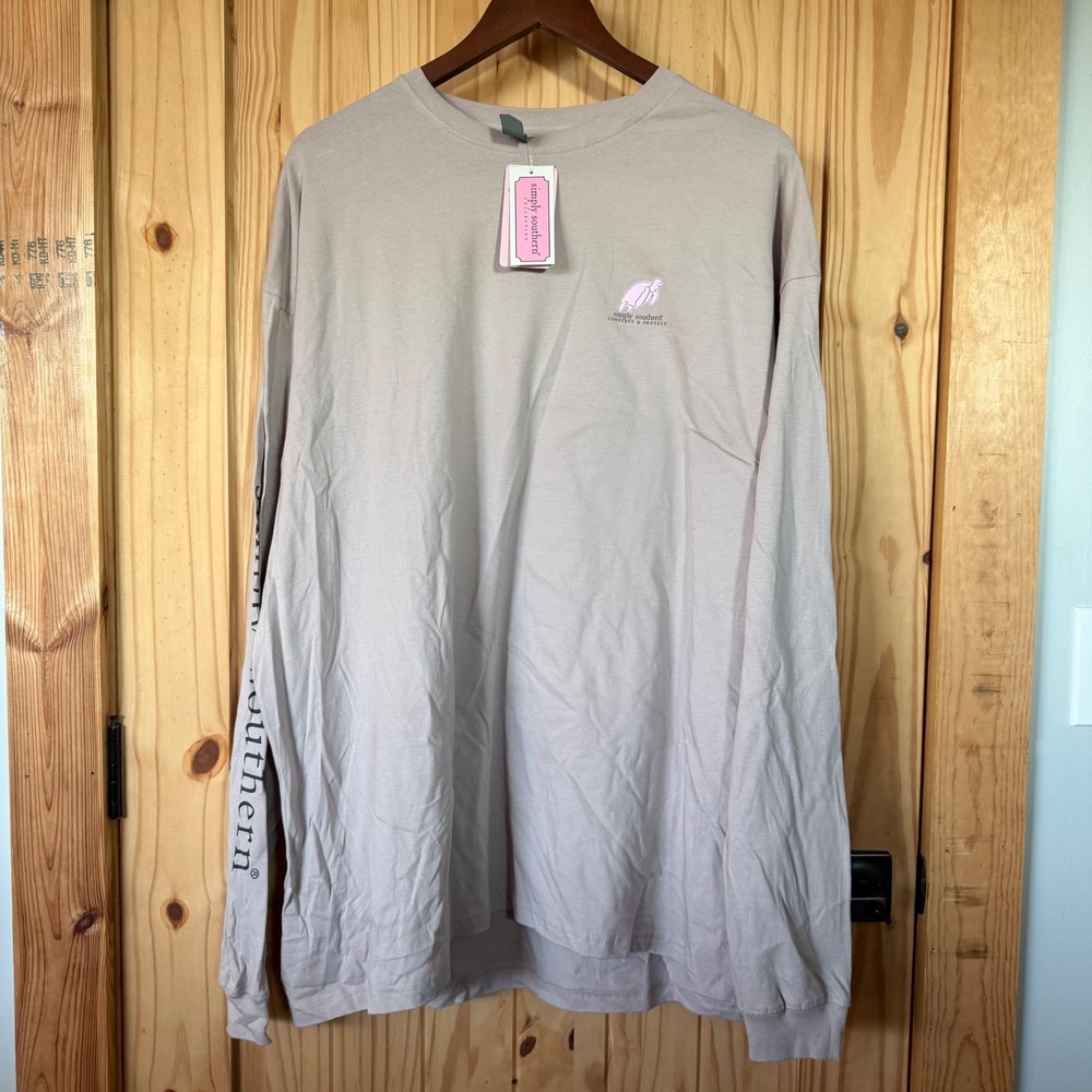 Simply Southern Long Sleeve Turtle Graphic Tee XXL Mauve Conserve & Protect NWT